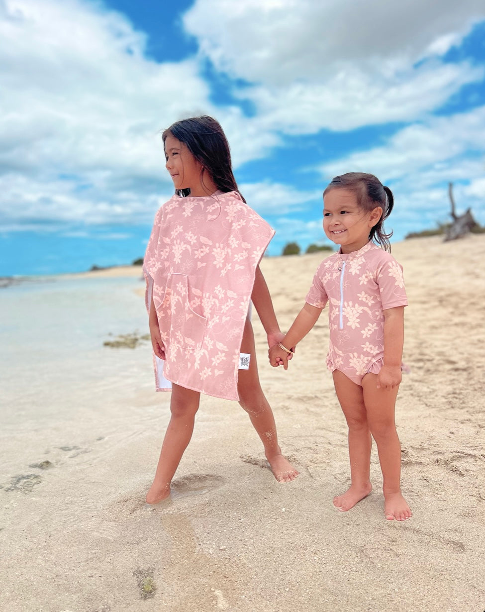 Pink Melia (Plumeria) Pua Hoodie Towel