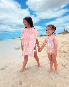 Pink Melia (Plumeria) Pua Hoodie Towel