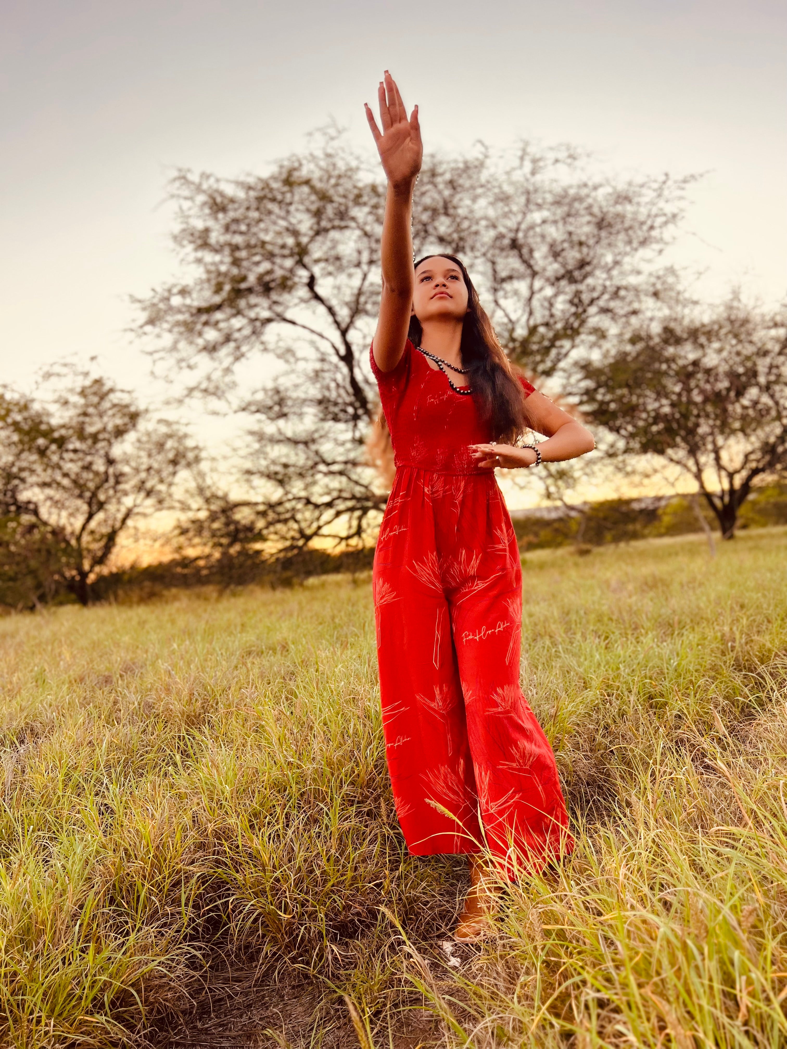 Red and Gold Bird of Paradise Jumpsuit